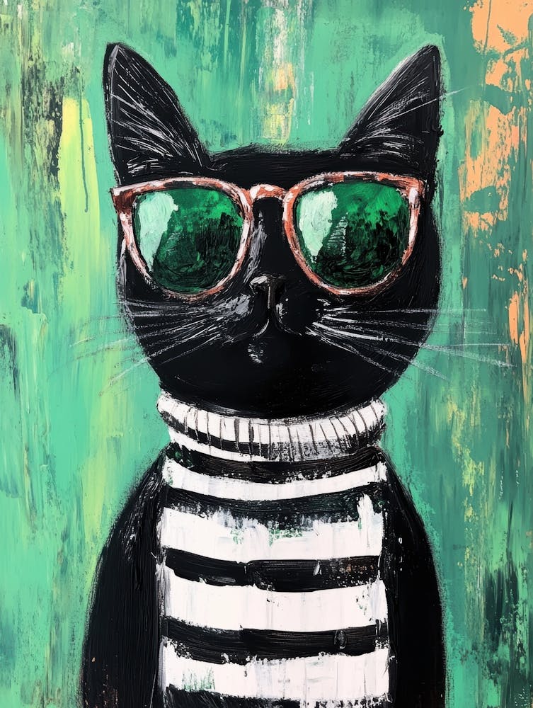Black Cat With Sunglasses