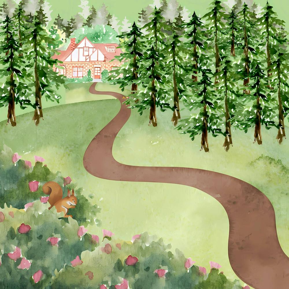 Watercolor Cottage In The Woods