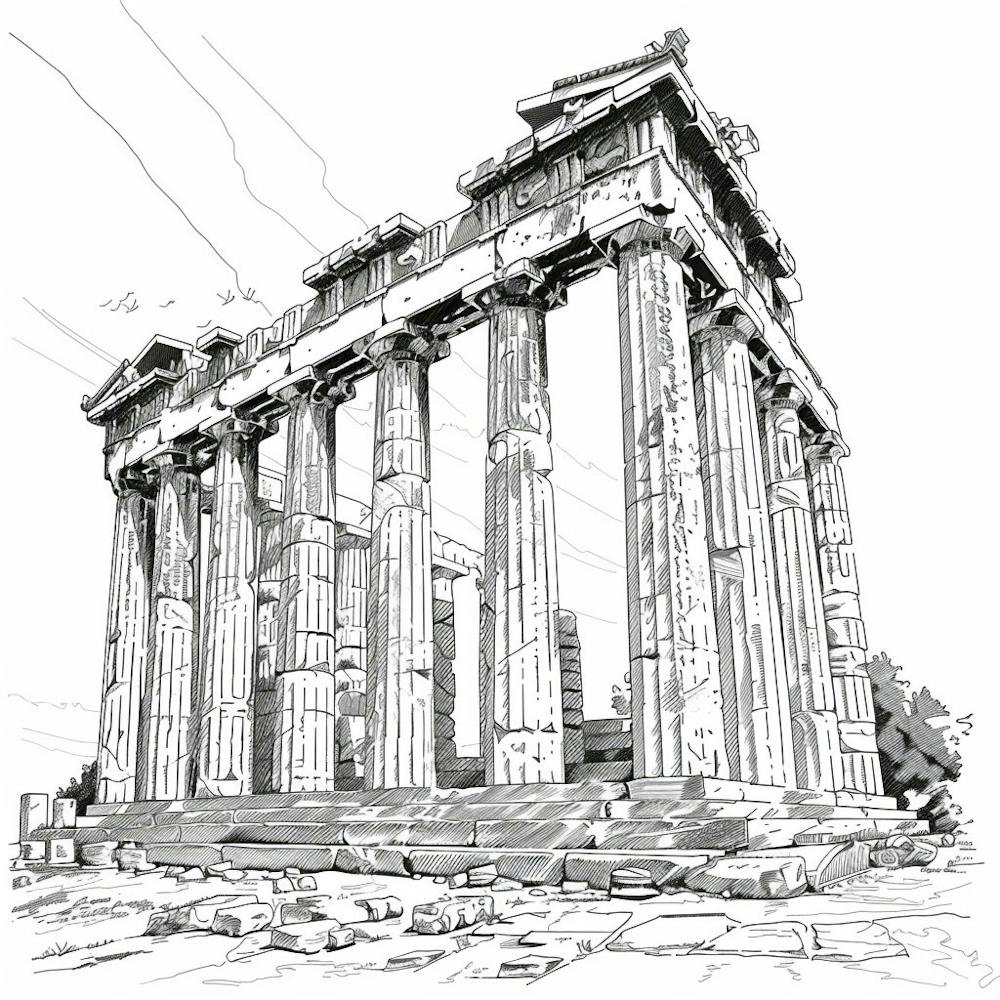 A Temple Of Olympian Zeus In Athens Hand Drawn S 1720009068 4
