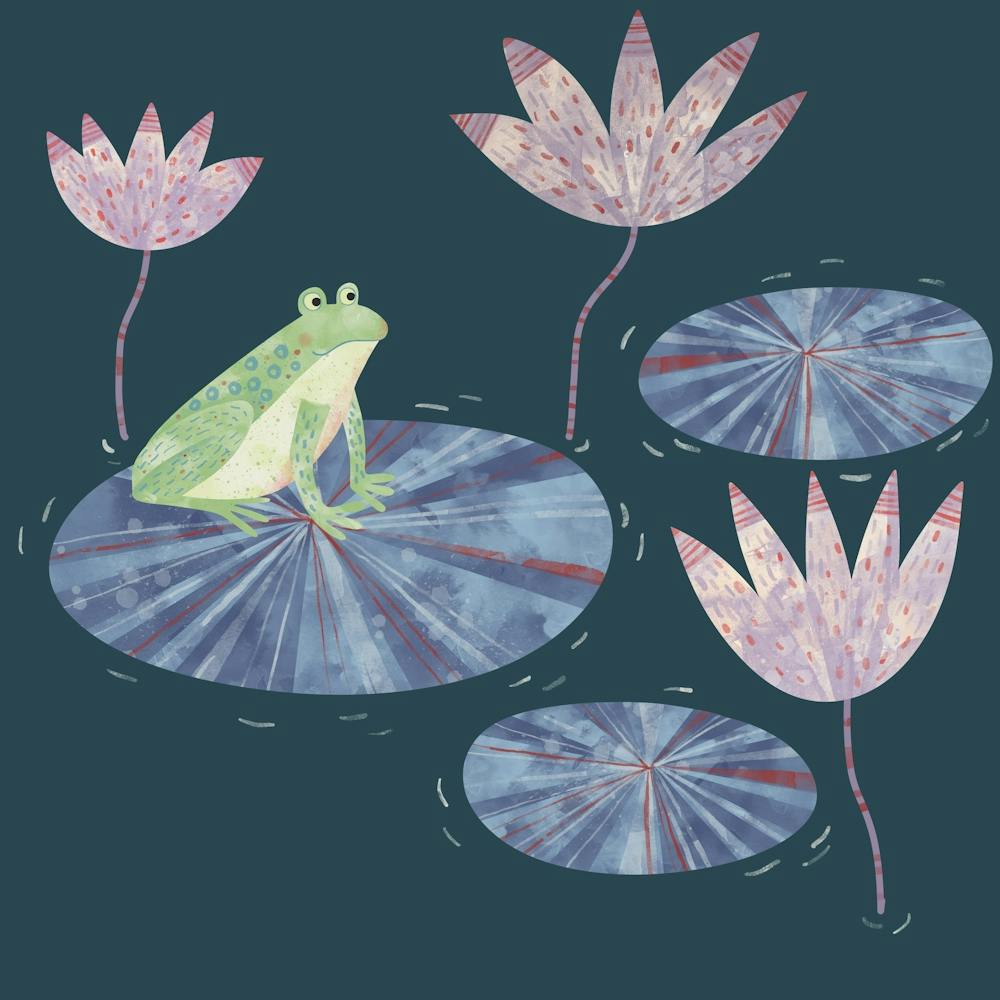 Frog On Lily Pads