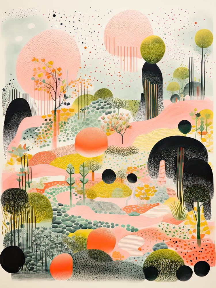 Kyoto Zen Gardens Abstract Riso Style 3