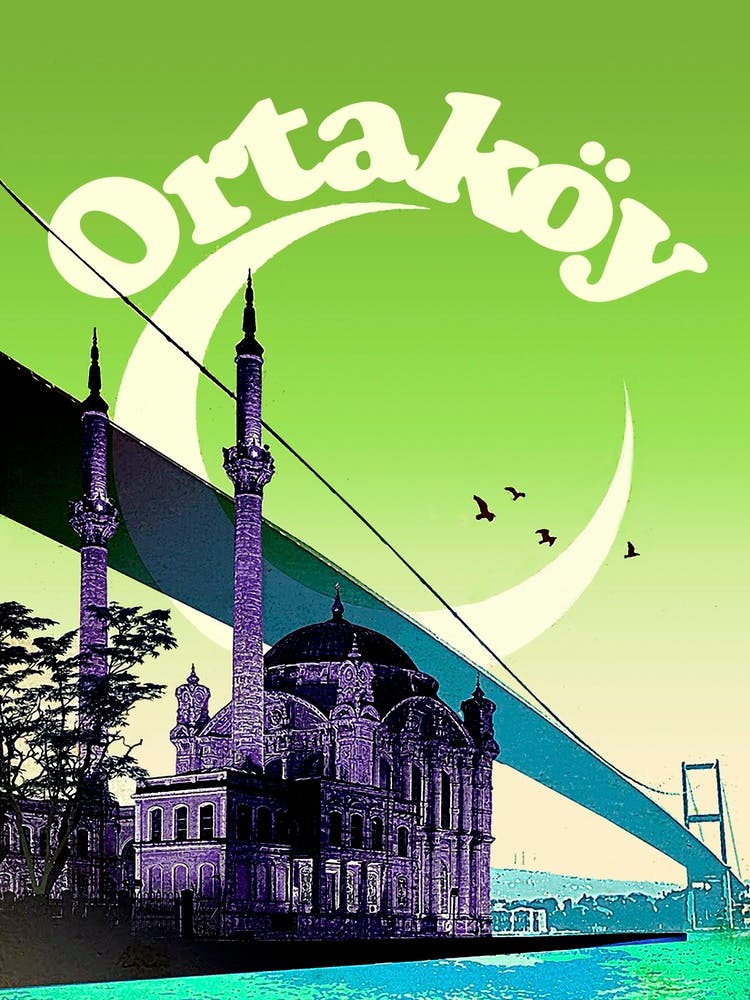 Ortakoy, Turkey, Vintage Travel Poster