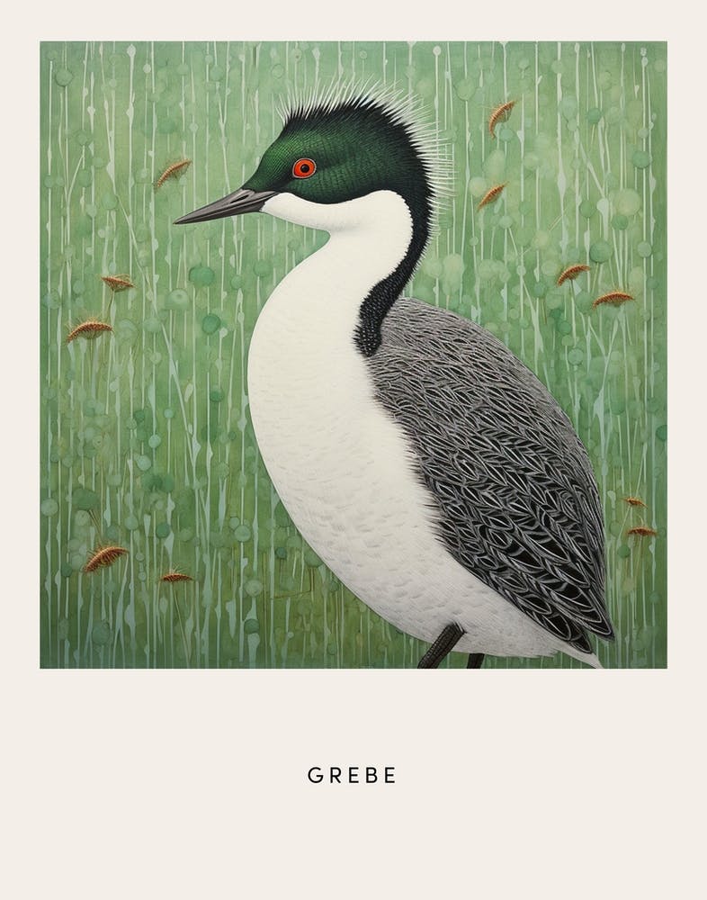 Ohara Koson Inspired Bird Painting Grebe 2 Poster