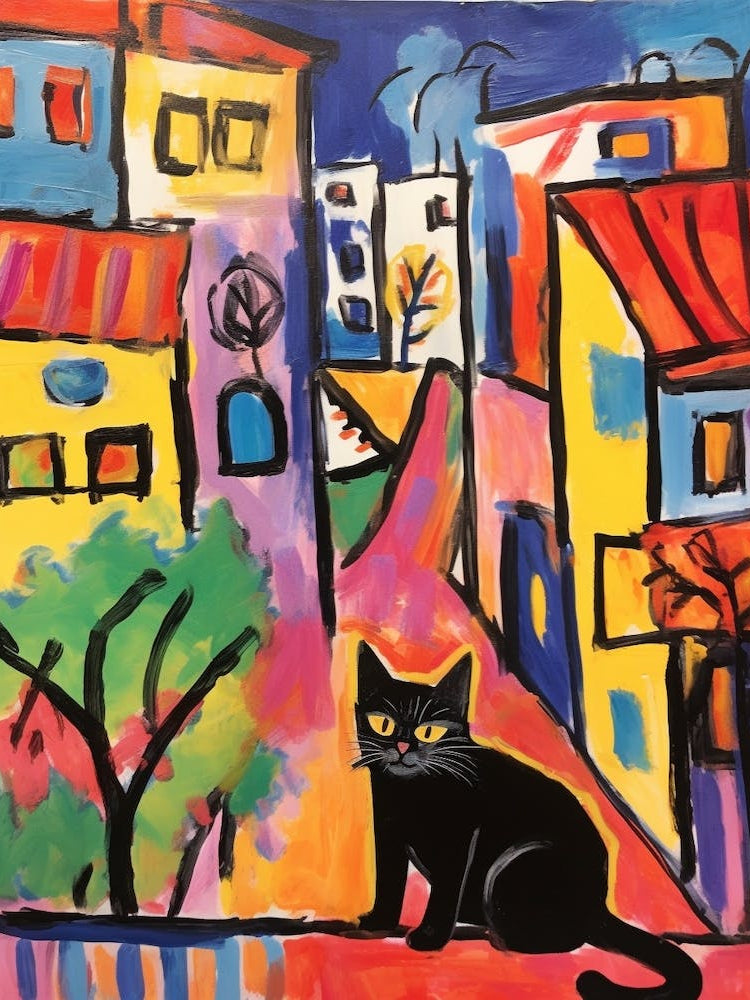 Painting Of A Cat In Istanbul Turkey 3