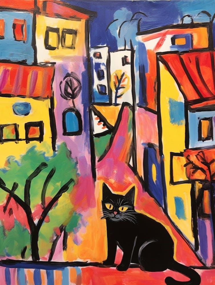 Painting Of A Cat In Istanbul Turkey 3