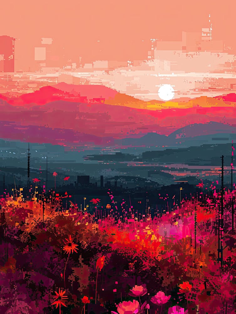 Sunset In The Mountains | Pixel Art Series 6