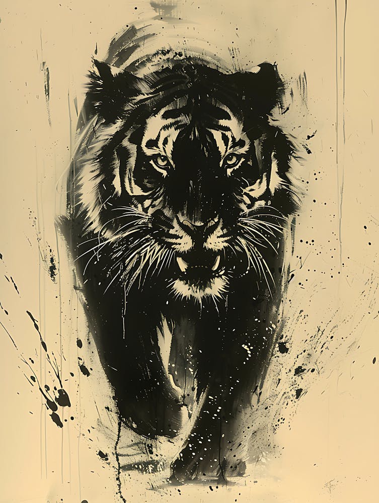 Badass Angry Tiger Ink Painting 8