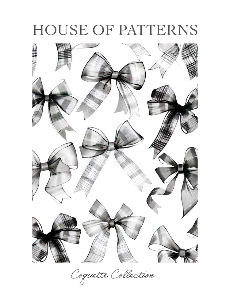 Black And White Bows 3 Pattern Poster