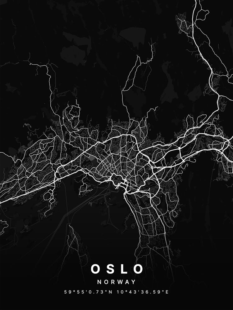 Oslo Norway Black Map
