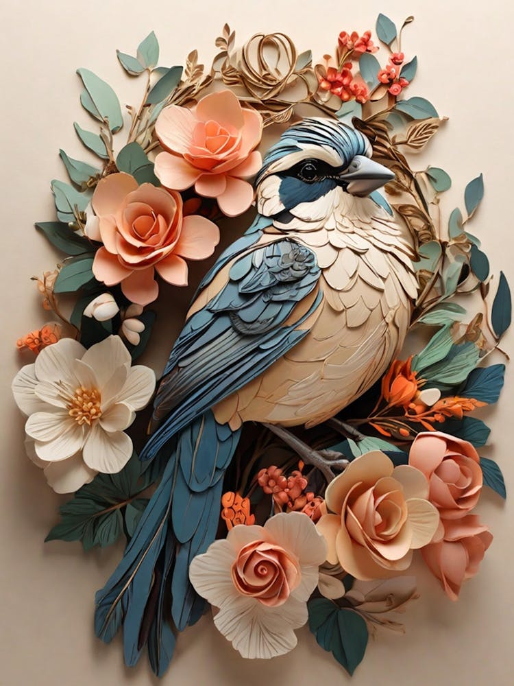 Bird With Flowers 2