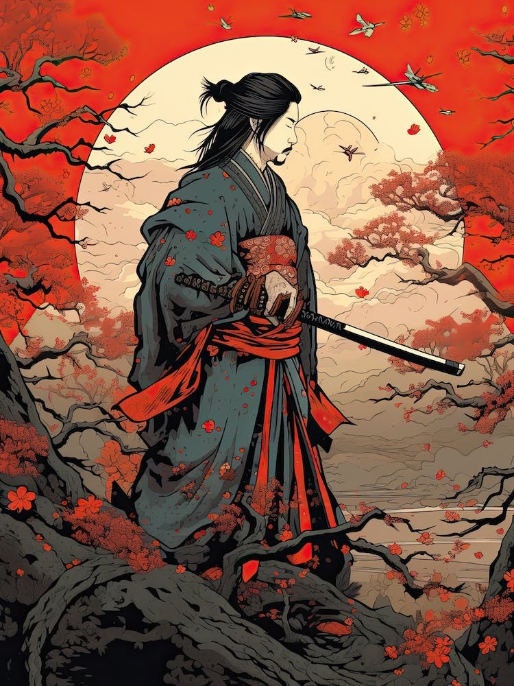 Samurai Ukiyo E Style Illustration 1