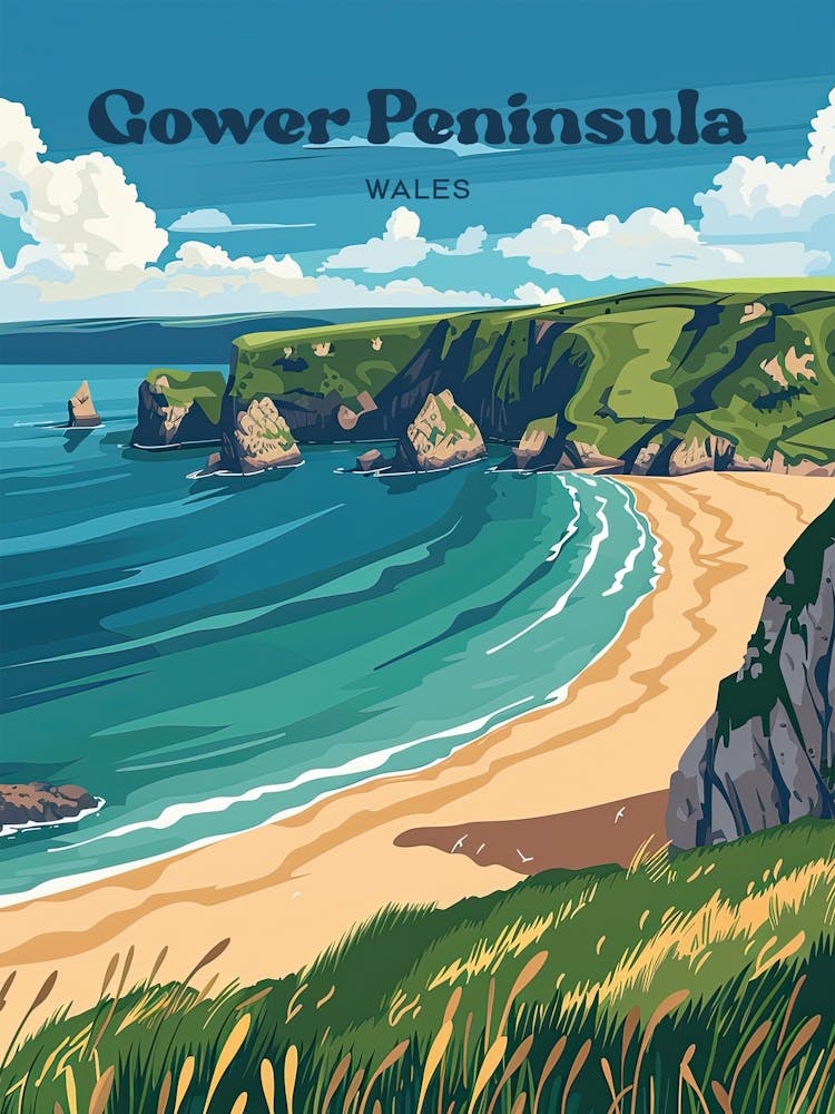 Gower Peninsula Wales Illustration de Voyage Numérique