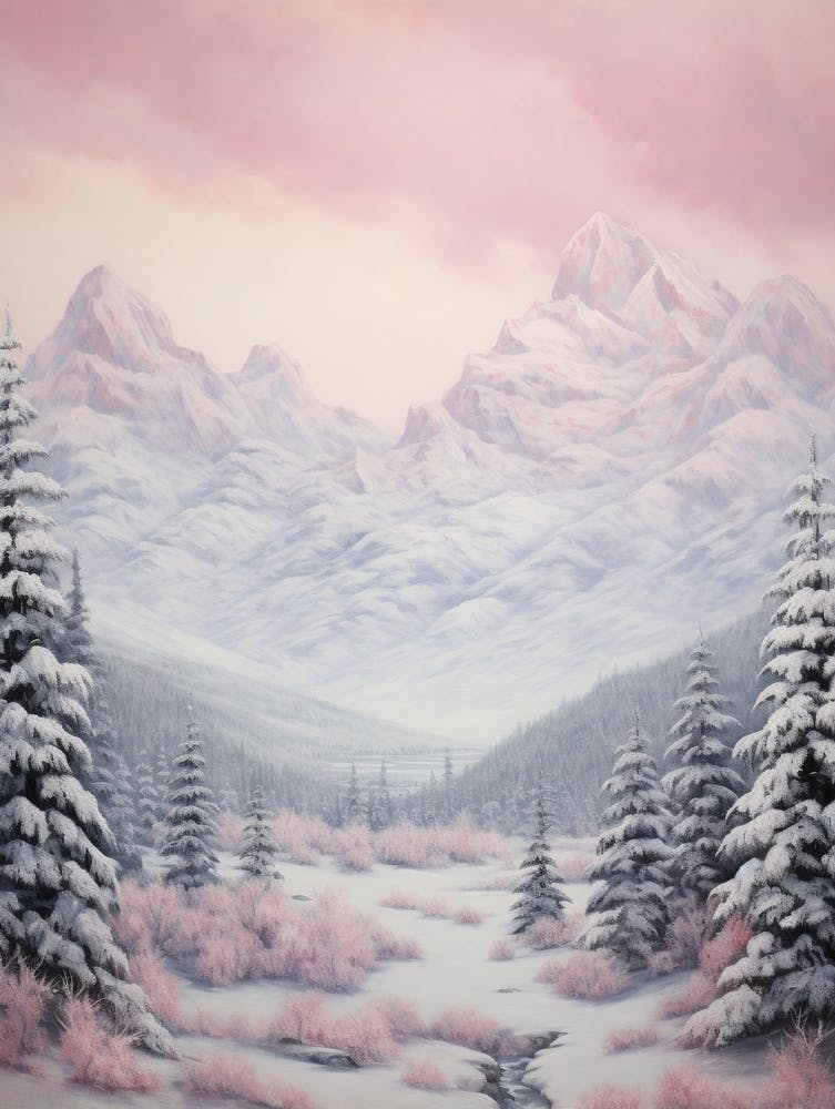 Dreamy Winter Painting Grand Teton National Park United States 4