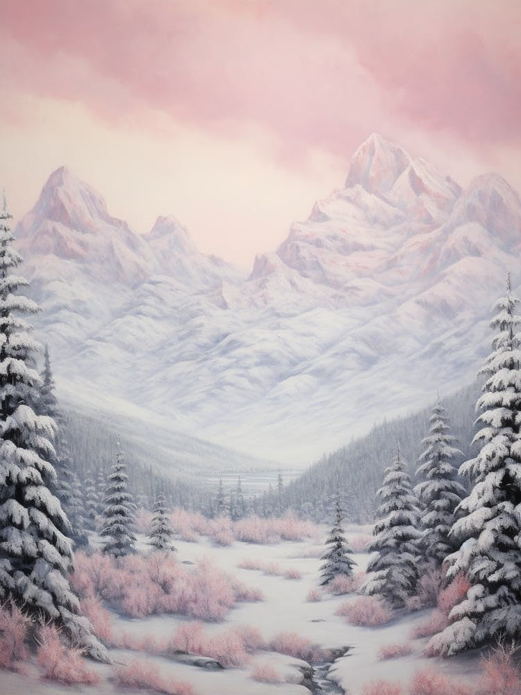 Dreamy Winter Painting Grand Teton National Park United States 4