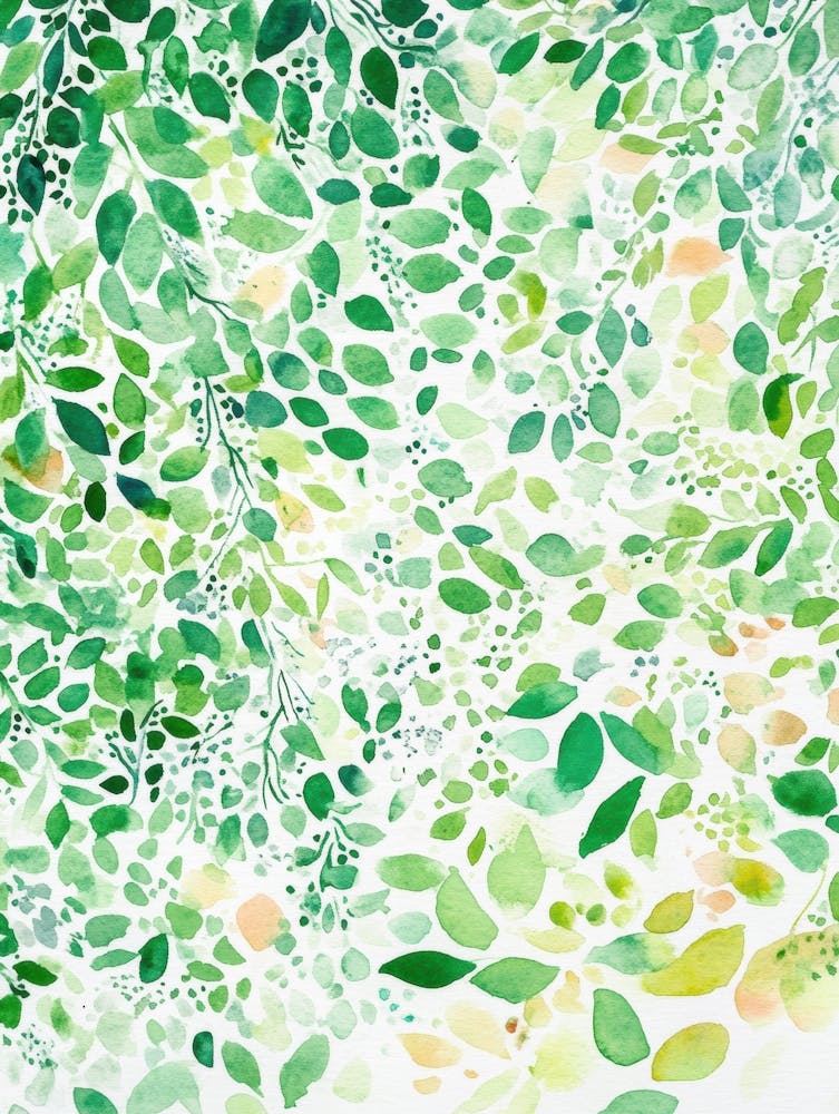 Green Leaves Watercolor Painting 1