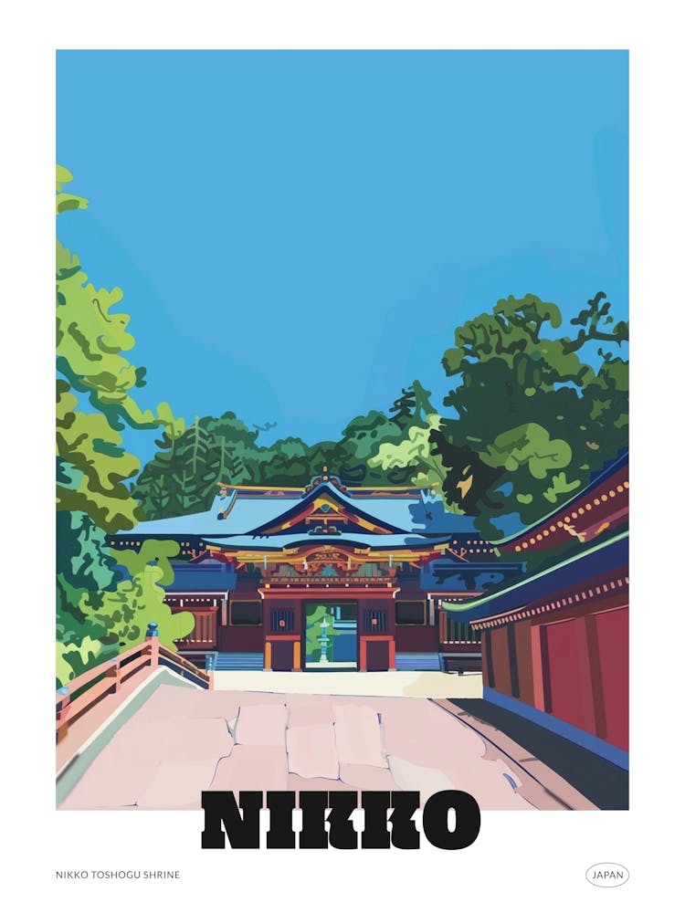 Nikko Toshogu Shrine 3 Colourful Illustration Poster