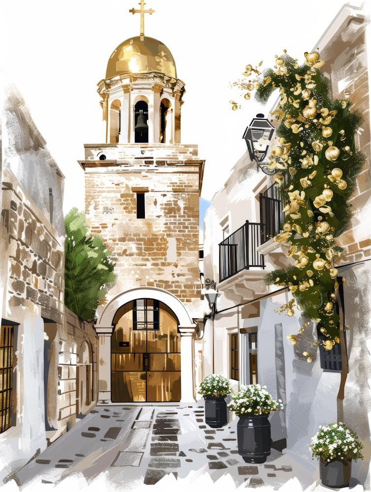 Watercolor Of A Church 1