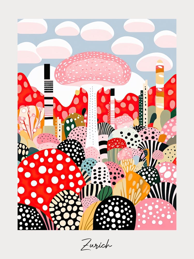 Poster Of Zurich, Illustration In The Style Of Pop Art 1
