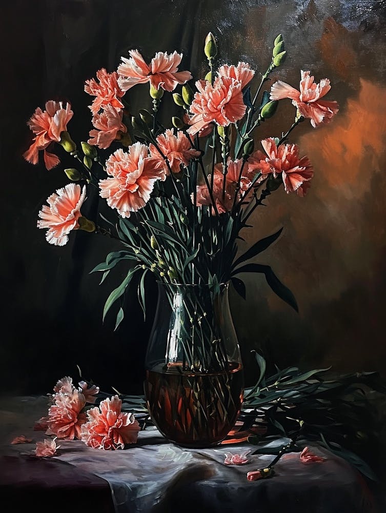 Baroque Floral Still Life Carnations 1