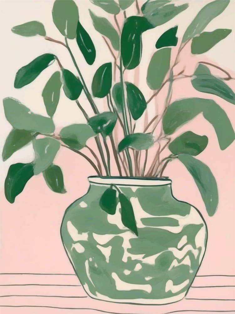 Plant In A Pot sage green and pink