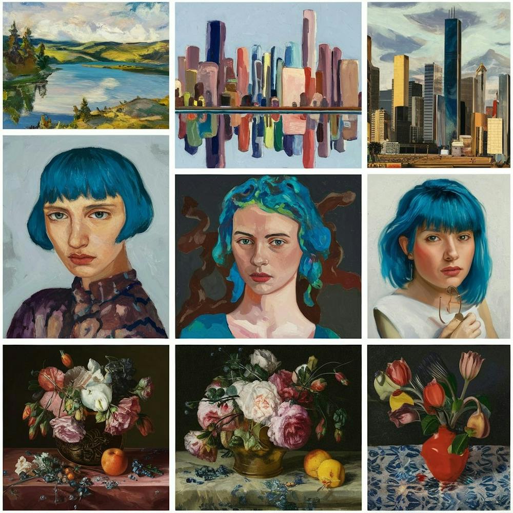Collage Of Women With Blue Hair