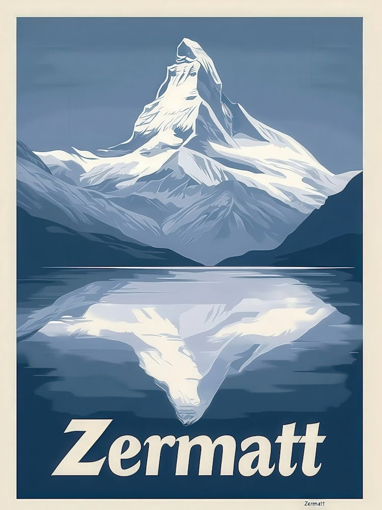 Aihrgdesign A Mid Century Modern Travel Poster For Zermatt
