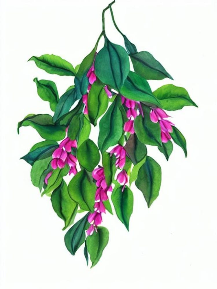 Plante de fuchsia (Fuchsia Hybrids) - Aquarelle