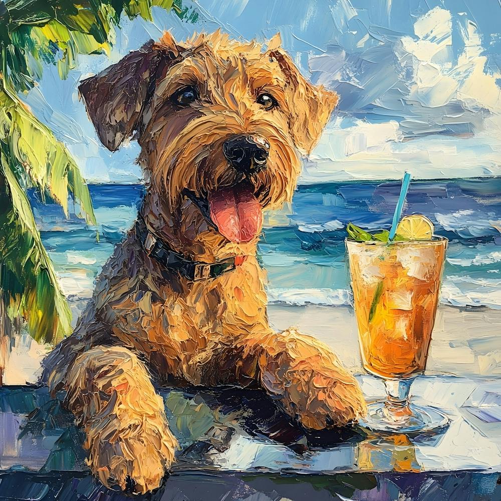 Dog At The Beach Bar In Acrylic 2