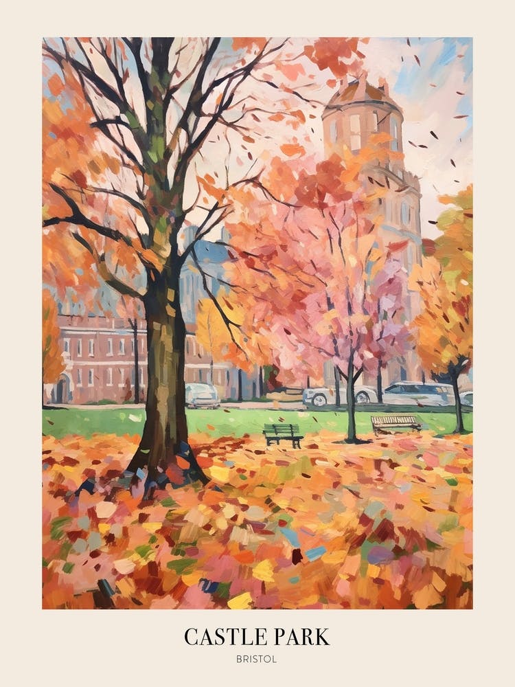 Autumn City Park Painting Castle Park Bristol 1 Poster