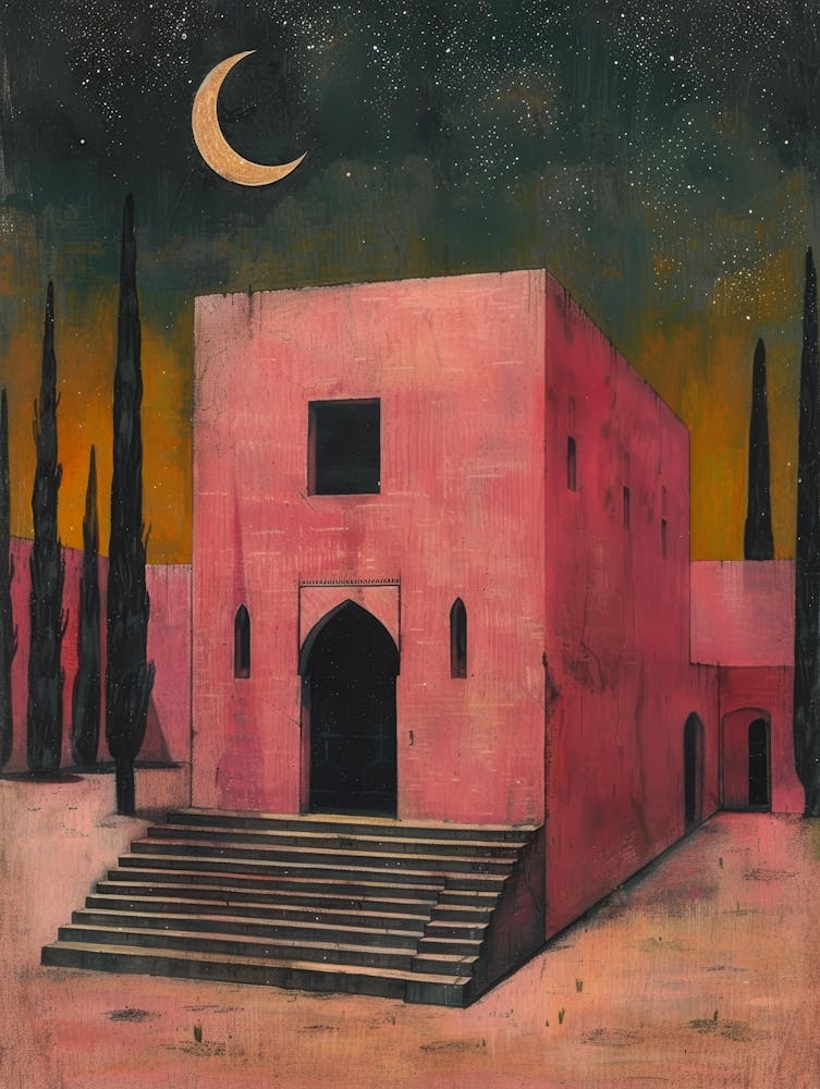 Pink House At Night