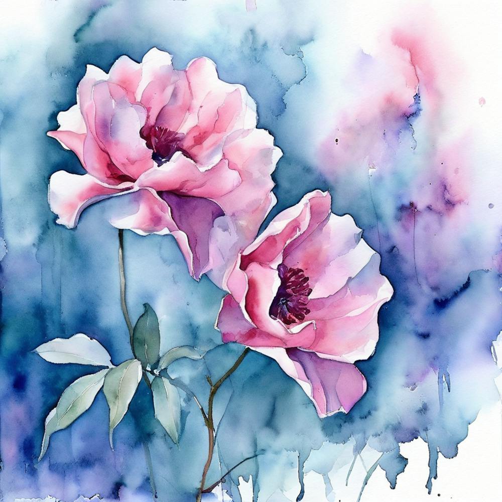 Pink Peonies Watercolor Painting