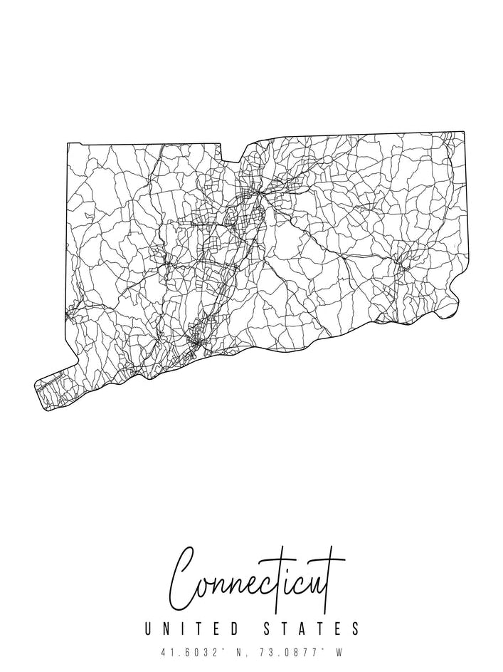 Connecticut Minimal Street Map