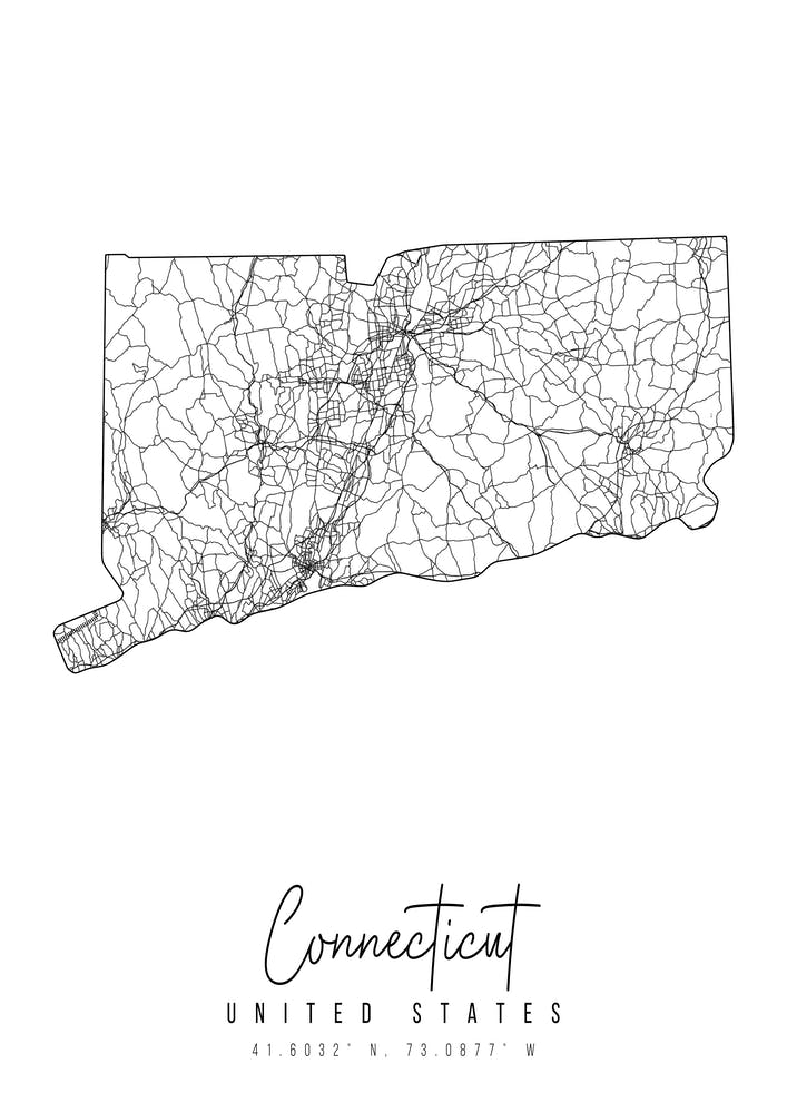 Connecticut Minimal Street Map