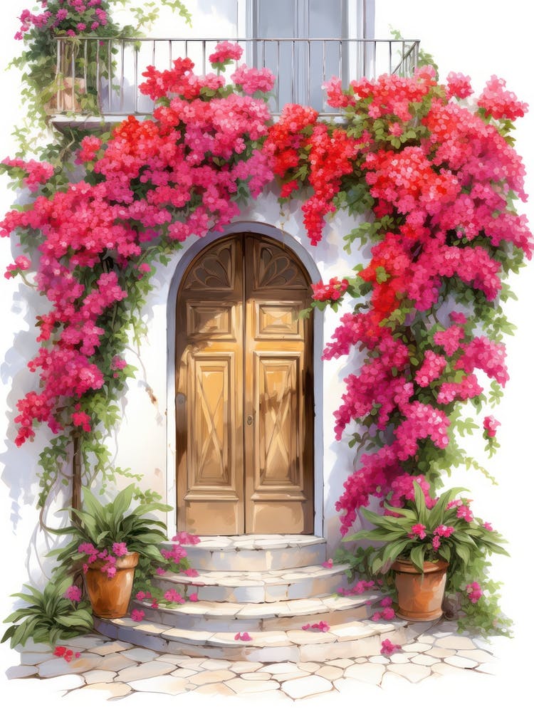 Amalfi, Italy   Mediterranean Doors Watercolour Painting 5