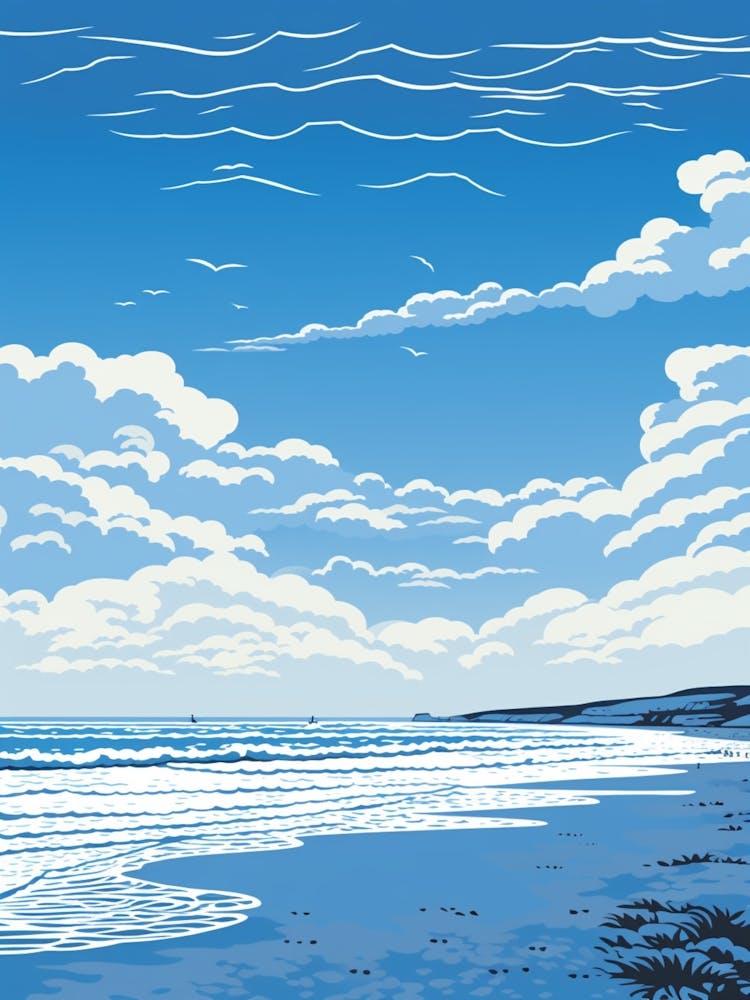 A Screen Print Of Croyde Bay Beach Devon1