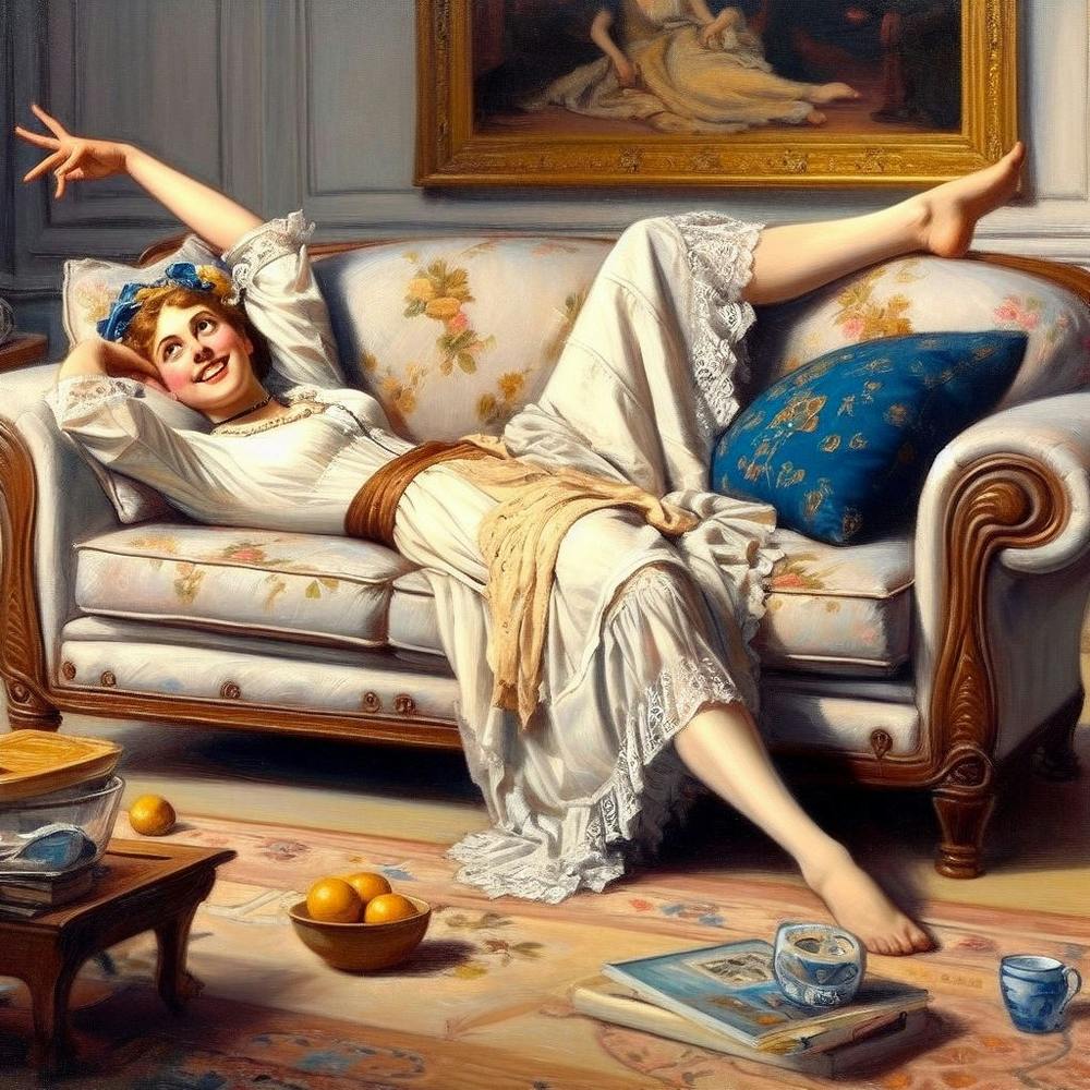 Woman Laying On A Couch