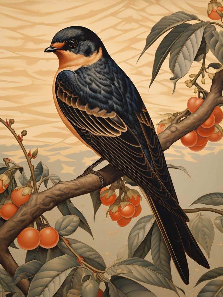 Dark And Moody Botanical Barn Swallow 2
