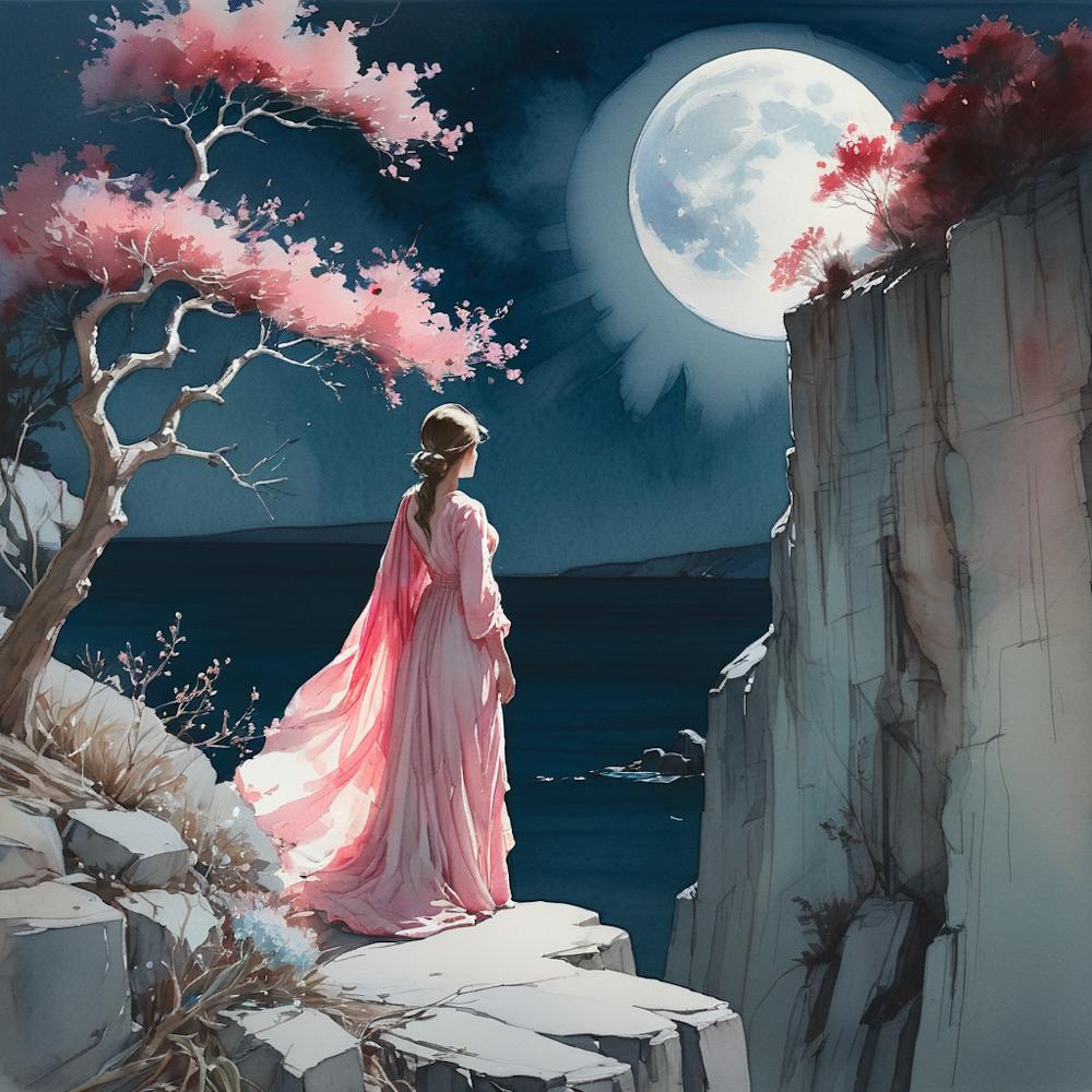 Moonlight on the cliff