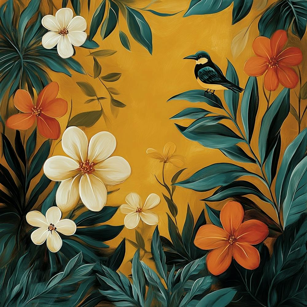 Tropical Birds And Flowers Art