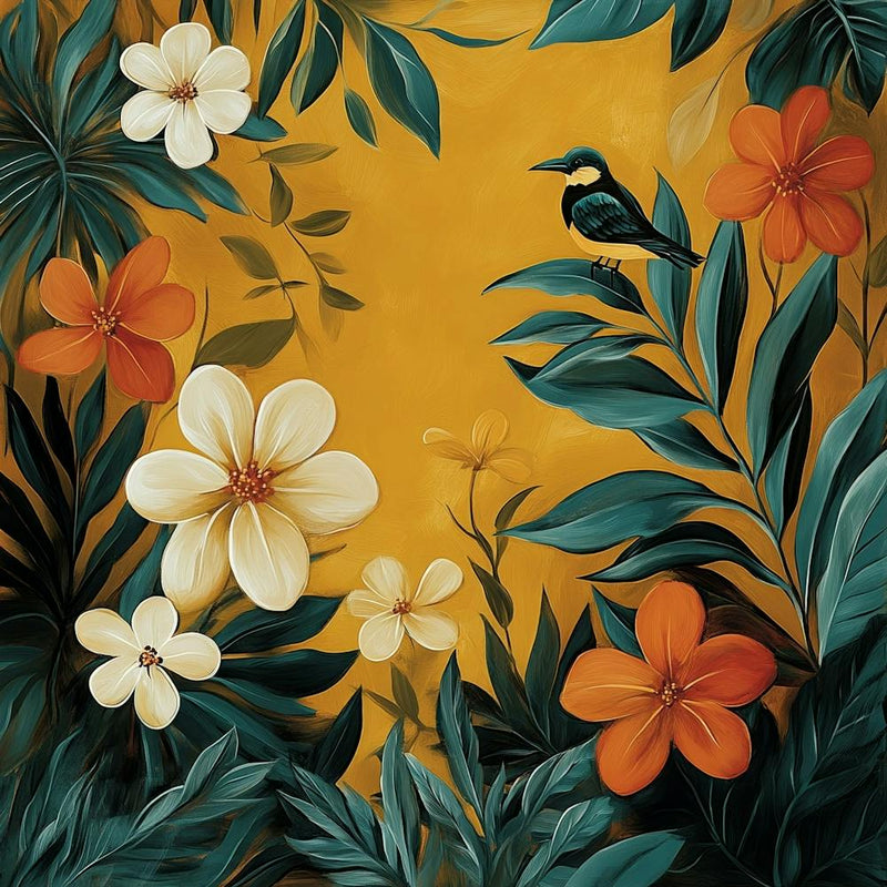 Tropical Birds And Flowers Art