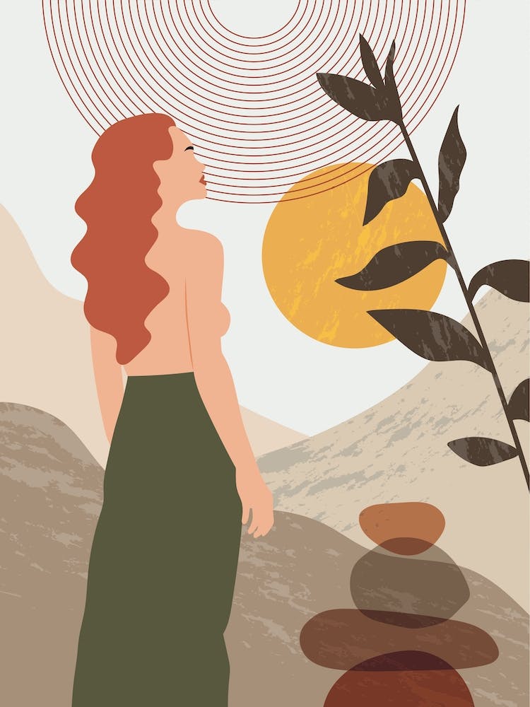 Femme Dans Les Montagnes