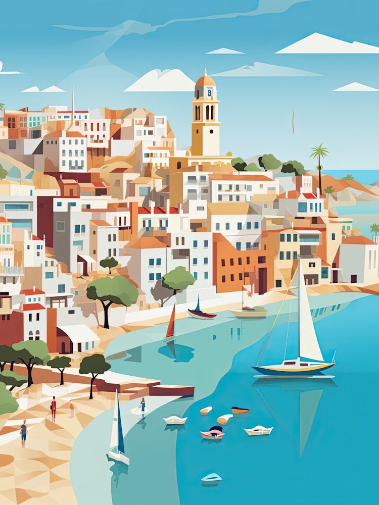 Ibiza, Spain, Geometric Illustration 1
