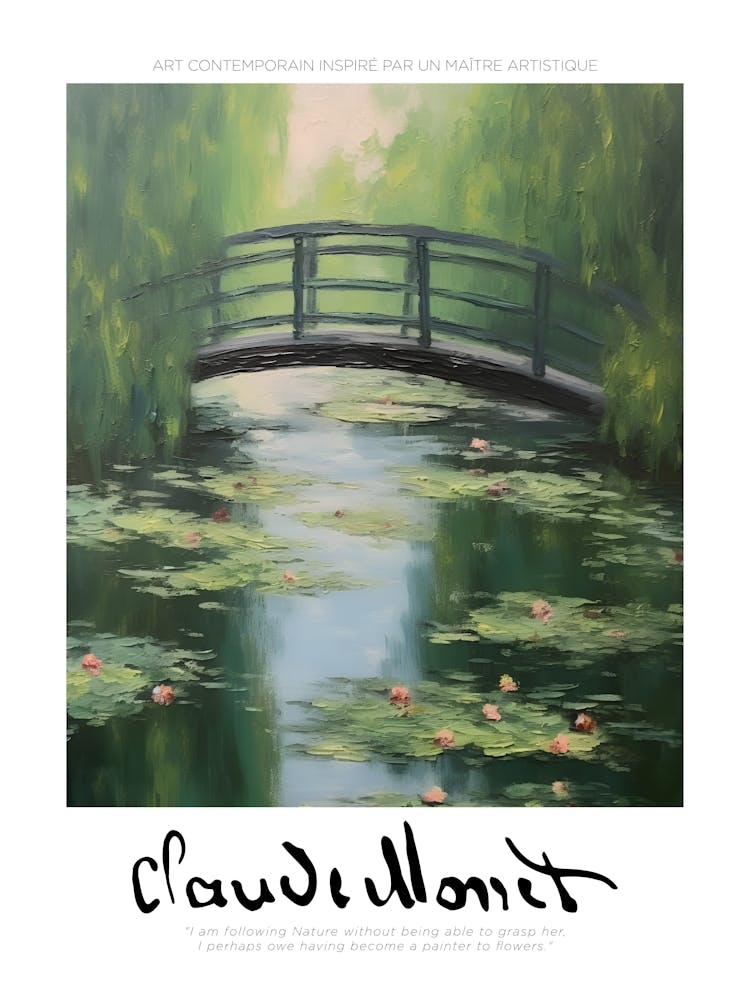 Art Poster Echoing Monet Style Painting, Claude Monet Bridge