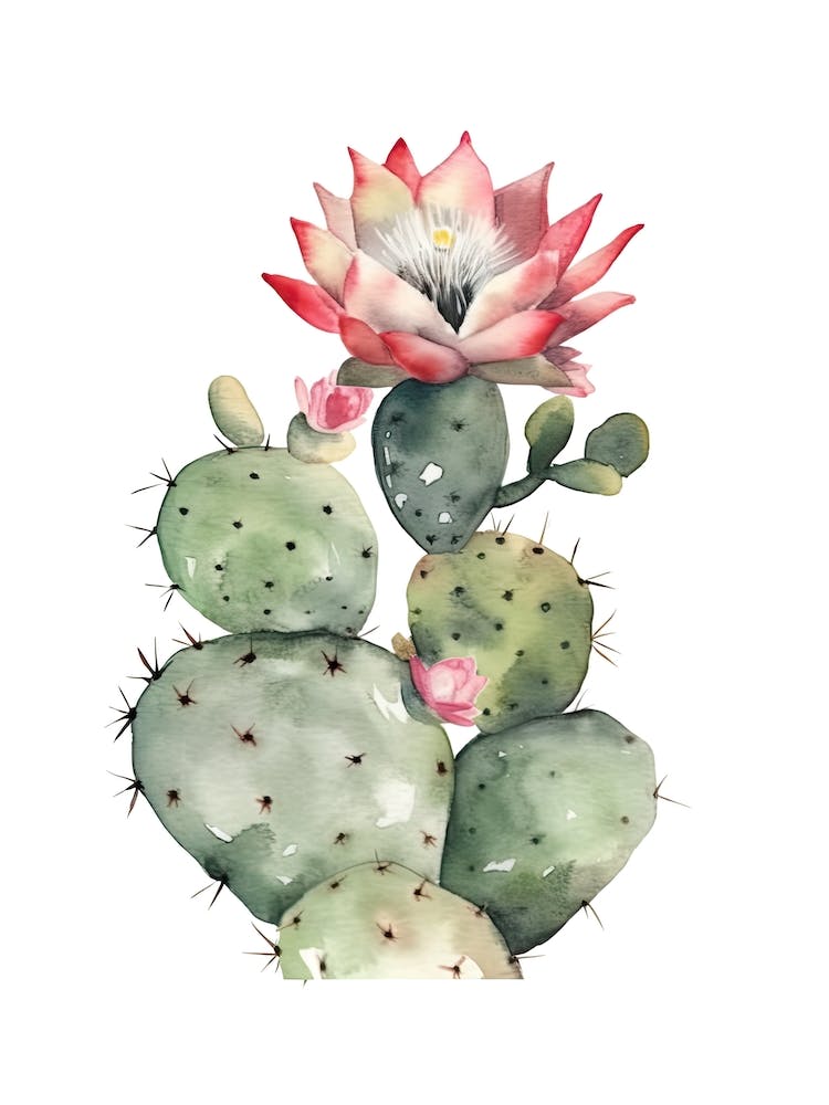 Spider Cactus Watercolour Drawing 3