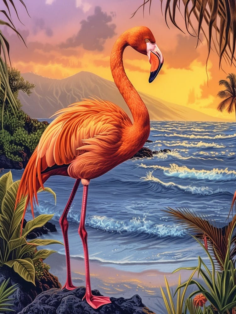 Greater Flamingo Galapagos Islands Ecuador Tropical Illustration 8