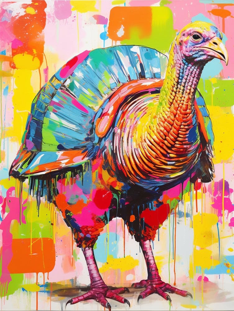 Peinture d'oiseau colorée Dindon 3