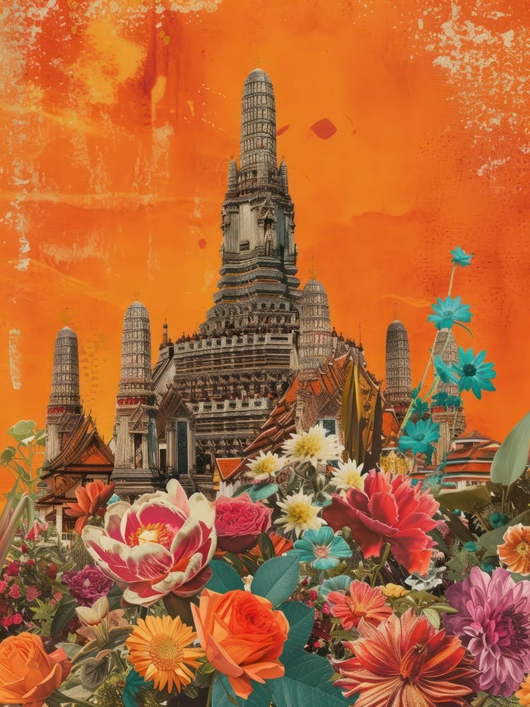 Bangkok   Floral Retro Collage Style 1