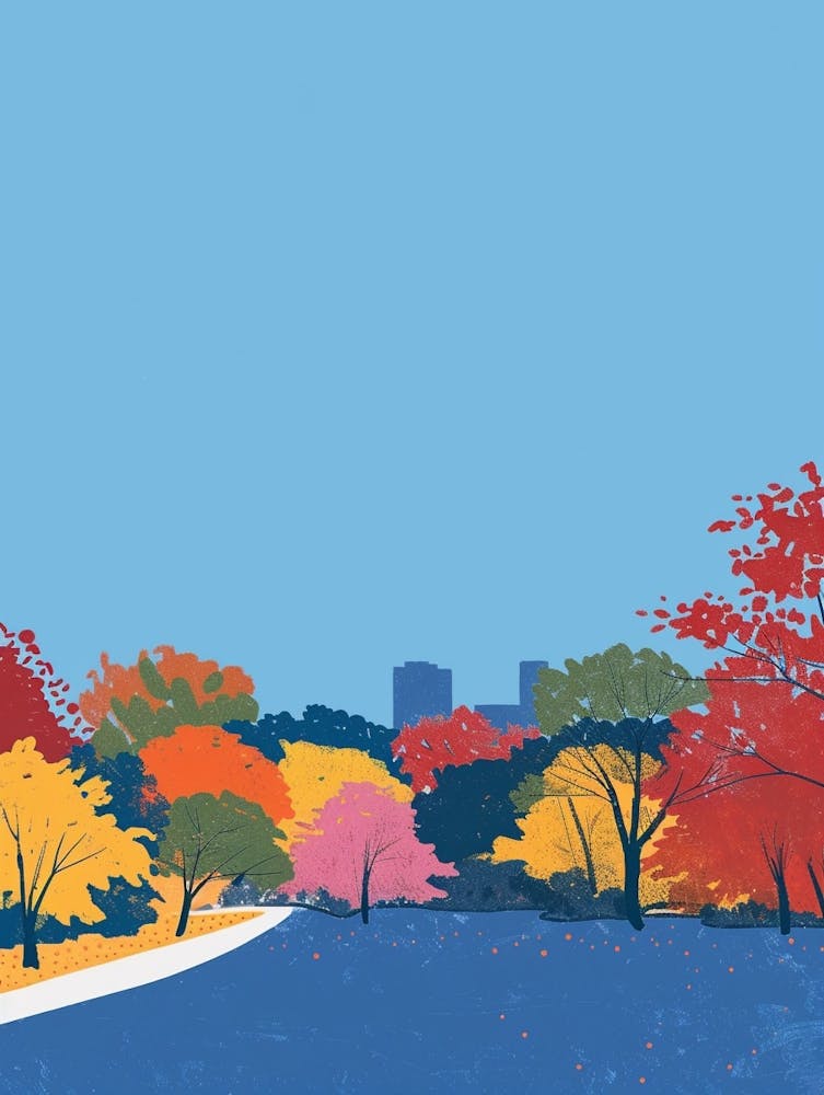 Shinjuku Gyoen National Garden Tokyo 3 Colourful Illustration