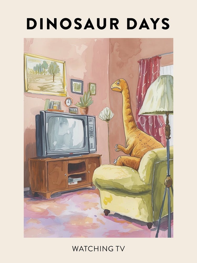 Dinosaurier schaut Fernsehen Poster 2