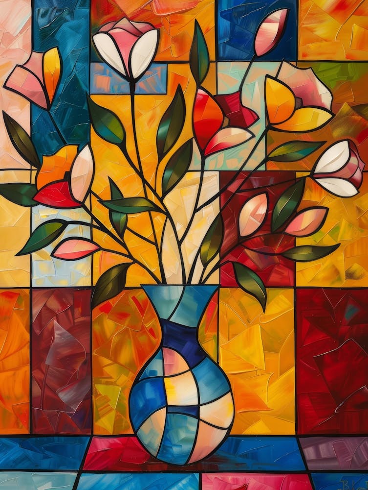 Stained Glass Flowers In A Vase 1